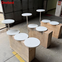 Table de buffet commerciale ronde de petite taille en faux pierre sur mesure, assemblée pour café et restaurant