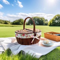 Panier en saule tressé sur mesure, fourni par l'usine, panier portable pour fruits et légumes avec couvercle, panier de transport isotherme en osier