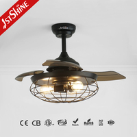 Ventilateur de plafond 1stshine 36 pouces rétractable, style contemporain, moteur silencieux robuste, avec pales cachées, compatible TUYA Wifi