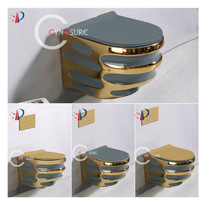 Vente en gros de toilettes colorées une pièce en céramique brevetée Fabricant de produits WC WC suspendus Cuvette sanitaire Suite Toilette suspendue au mur - Product Image 3