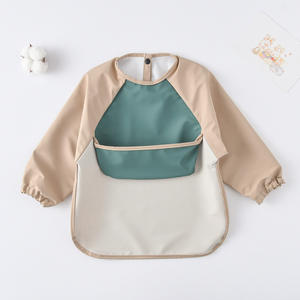 Bavoir de sevrage pour bébé avec manches avec poche fourre-tout Bavoir pour bébé anti-désordre Bavoir à manches longues - Product Image 3