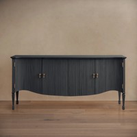 Buffet en chêne crème américain moderne Peerless, taille personnalisable, buffet arqué cannelé, console imposante en bois dur nervuré de luxe