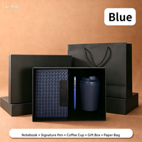 Carnet personnalisé bleu avec logo de marque, coffret cadeau en cuir, journal tissé pour le marché mondial de la papeterie de bureau en gros