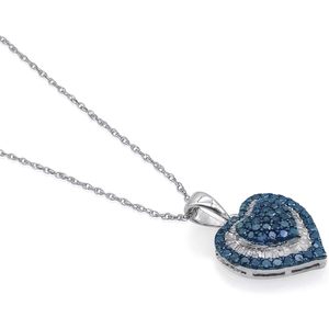 Collier avec pendentif en forme de cœur, 1,33 carats, diamant bleu blanc, taille brillant, plaqué rhodium, argent sterling 925, bijoux tendance pour femmes - Product Image 2
