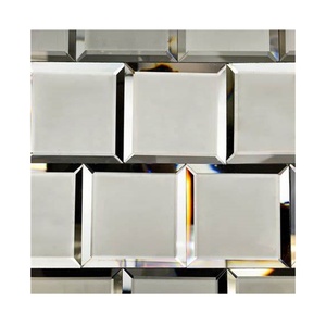 Golden Bronze <b>Silver</b> Blue Beveled Glass <b>Mirror</b> Tile Modern Art Deco Style Float Shape for Decorative Usage - Product Image 6