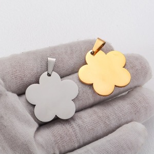 Pendentif vierge en acier inoxydable en forme de fleur, breloque en métal poli miroir pour chien, pendentif vierge antirouille pour la fabrication de bijoux DIY - Product Image 6