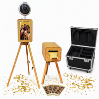 Dubbelzijdige fotohokje retro draagbaar compatibel met iPad & DSLR zelfbediening direct printen voor bruiloften, feesten en verjaardagen