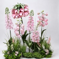 Meilleure Vente : Fleurs Artificielles Géantes en EVA, Fritillaria Rose Orange en Épanouissement, avec Support, 6 Pièces pour Décoration d'Événements et de Fêtes