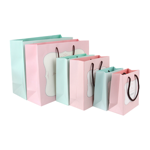 Best Seller Custom Logo Striped Paper Gift Boxes Durable Eco-Friendly Paper Bags with Thick Material for Apparel Packaging - Product Image 1