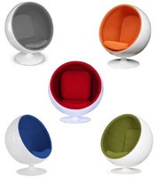 Fauteuil pivotant de loisirs en FRP personnalisé pour salon moderne avec coussin, chaise boule