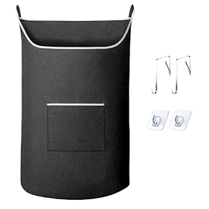 Sac à linge suspendu personnalisé grand format réutilisable avec poche avant en tissu Oxford, organisateur de porte lavable, résistant aux déchirures, gain de place, fermeture éclair - Product Image 5