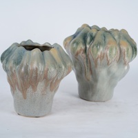 Vase en céramique organique Lian Da Wabi Sabi, effet froissé, dégradé, émail moucheté, sculpture florale pour la décoration de la maison et des hôtels