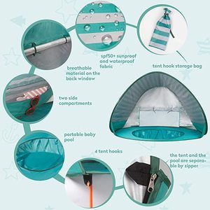 해변 텐트 우산 팝업 휴대용 햇빛 가리개 수영장 여름 야외 텐트 아기 어린이 공원 해변 그늘막 - Product Image 2