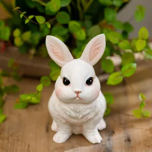 Solar Lights Figurine Statue Home Animal Cute Rabbit Lawn Decoration Garden Ornament Resin Crafts