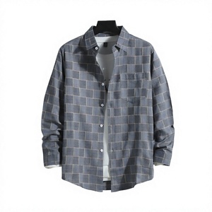 Chemise à carreaux à manches longues pour homme, coupe ample, boutonnée, décontractée, tricotée, pour un usage quotidien - Product Image 4
