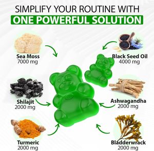 Sea Moss Gummies All In 1Irish Seamoss With Shilajit &amp; Ashwagandha, Black Seed <strong>Oil</strong> For Energy Immune Support - Product Image 3