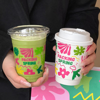 Gobelets en plastique PET transparents et durables jetables de 16 oz pour emporter, matcha, café, smoothie, jus, logo personnalisé