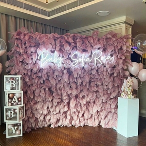 Suministros para Fiestas de Cumpleaños, Alquiler de Cabinas de <span class=keywords><strong>Fotos</strong></span>, Pared de Flores de 8 pies x 8 pies, Telones de Fondo Enrollables de Plumas de Avestruz Blancas para Eventos - Product Image 6
