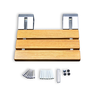 Hiện đại 15 \ "Gỗ Tếch Wall Mount gấp tắm băng ghế dự bị 40x34cm thép không gỉ Brass nhôm cho khách sạn và bệnh viện - Product Image 5