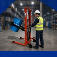 Chariot élévateur et transpalette hydraulique manuel GY GY11-005 - Chariot de manutention robuste pour fûts d'huile avec pince rotative pour entrepôt/usine