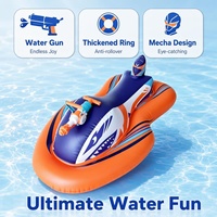 Pelampung Jet Ski Tiup Anak-anak dengan Pistol Semprot PVC, Permainan Air Luar Ruangan, Mainan Kolam Renang, Kapasitas 100-500kg, Model F180