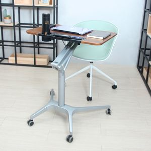 แท่นวางแล็ปท็อปปรับความสูงได้แบบแมนนวลพกพาทำจากอลูมิเนียมพร้อมรถเข็นแบบหมุนได้ - Product Image 2