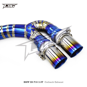 Système d'échappement Boska Performance Valvetronic pour BMW X6 F16 M40i 3.0T 2015-2019, silencieux en titane Catback avec embouts bleus - Product Image 6