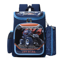 Ensemble de sacs d'école pour élèves du primaire en deux pièces, fermeture éclair étanche, coque rigide, sac à dos à ouverture complète avec motif de dessin animé mignon