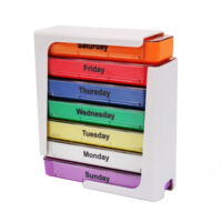 Cajón pastillero de Color arcoíris, caja de plástico para almacenamiento de pastillas de una semana 28