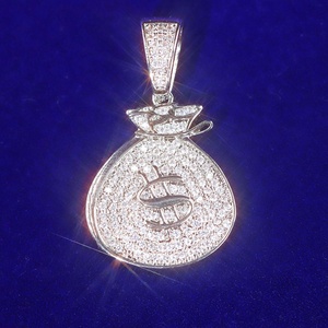 Real 925 <b>Silver</b> Moissanite Diamond Ice Out Bling Money Bag <b>Pendant</b> <b>for</b> <b>Men</b> Hiphop Style Fine Jewelry Fashion <b>Pendants</b> & Charms - Product Image 6