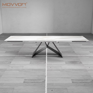 <span class=keywords><strong>Table</strong></span> de salle à manger rectangulaire moderne de luxe à <span class=keywords><strong>rallonges</strong></span> réglables Nouvelle mode Plaque de roche en céramique à motif de marbre pour la maison Bar Hôtel - Product Image 1