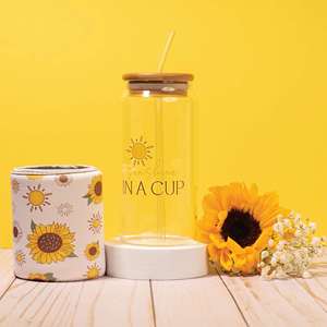 Beautiful Sunflower Theme Handmade Exquisite Ladies <b>Gift</b> Set 16oz Glass Bottle Birthday <b>Gift</b> Basket Personalized Perfect Present - Product Image 4