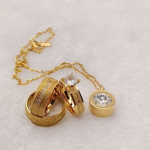 Alleanze del coniuge In Arabia Saudita amore dichiarazione oro placcato anelli da donna ciondolo di fidanzamento anelli di nozze coppie - Product Image 5