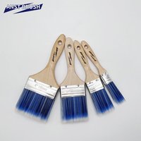 Ensemble de pinceaux plats à poils synthétiques (blanc + bleu) de 1 pouce, pour peinture à base d'eau, manche en bois, bricolage, industriel, professionnel
