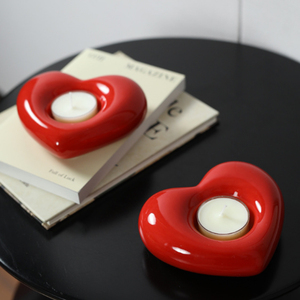 Bougeoir en céramique Cœur d'amour <span class=keywords><strong>moderne</strong></span>, joli porte-bougie chauffe-plat en porcelaine pour mariage et décoration intérieure - Product Image 4