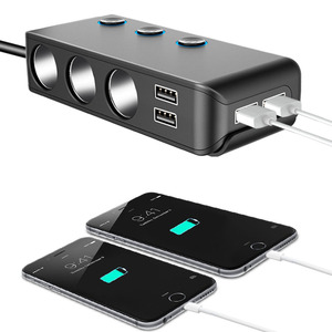 أفضل المنتجات مبيعًا من جاوي: مقسم ولاعة سجائر للسيارة بـ 3 منافذ وشاحن سيارة بـ 4 منافذ USB مع زر تشغيل/إيقاف لإكسسوارات الهاتف المحمول - Product Image 5