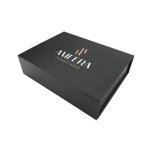 Benutzer definiertes Logo Luxus starre flache Flip Magnet faltbare Schuhkarton Magnetische faltbare Hoodies Kleid Kleidung Box Verpackung für T-Shirt