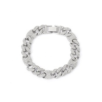 Bricolage glacé bijoux pour hommes alliage et bling strass Hip Hop 13mm largeur épissé Miami chaîne Bracelet