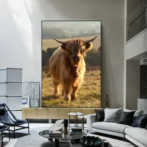 Ev dekorasyon Modern hayvanlar genç inek posterler baskılar boyama duvar tuvali baskı yayla inek sanat resmi