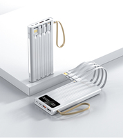 Batterie externe portable 10000 mAh avec écran LCD, chargeur rapide 22,5 W intégré avec 4 câbles, chargeur de téléphone portable, électronique grand public