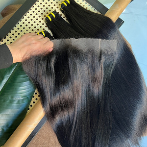 Paquete de 3+1 Extensiones de Cabello Humano Virgen Indio Yaki Liso al por Mayor con Set Frontal de Encaje HD 13x4 - Product Image 4