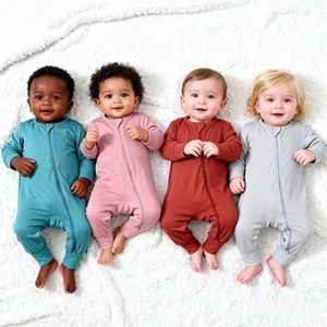 Combinaison en fibre de bambou personnalisée pour nouveau-nés et tout-petits, vêtements d'été pour la climatisation, fermeture éclair, <span class=keywords><strong>pyjama</strong></span> pour tout-petits - Product Image 1