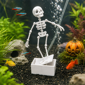 Scheletro Danzante Dorato in PLA, Accessorio per Acquario, Pietra Porosa per Ossigenazione, Ornamento per Acquario di Halloween, Stampa Digitale, Prodotto negli USA - Product Image 1