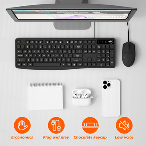 Hafif 104-Slim çikolata tuşları anti-tozlu membran kablolu çok fonksiyonlu USB klavye masaüstü dizüstü bilgisayarlar için yeni ürün - Product Image 2