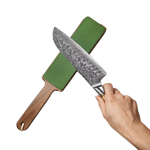 MD MD-R511 Nouvel Aiguiseur de Couteaux Double Face Multi-Grains en Acier Inoxydable avec Manche en Noyer – Outil de Cuisine pour Affûtage et Polissage - Product Image 1