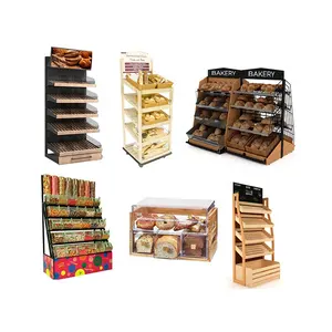 批发纸板亚克力展示食品盒金属地板木质彩色糖果展示架台面面包展示柜