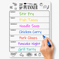 Planificateur de repas magnétique effaçable à sec pour réfrigérateur A4 (8,5x12 pouces) Tableau de menu hebdomadaire en papier Tableau blanc magnétique pour réfrigérateur