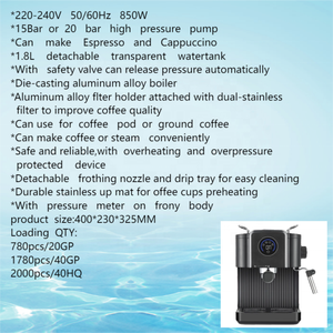 Thema SKD CKD Factory Machine à café expresso cappuccino à écran tactile 20bar avec buse à mousse de lait - Product Image 3