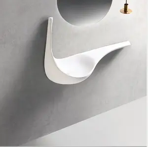 European Luxury Wall Hung Counter Top Wash Basin Solid Surface Acrylic Resin Stone Bathroom Sink Bowl Sinks / Vessel Basins 9L