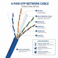 Câble Ethernet Gigabit Cat6 UTP à conducteur solide, gaine PVC, 4 paires non blindées, intérieur, 305m, boîte, maison, bureau, CCA